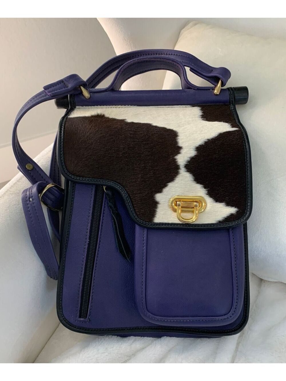 Purple Leather Cowhide Crossbody Bag Conceal Carry